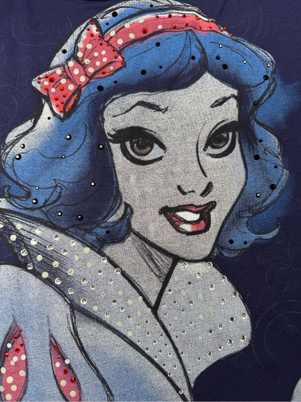 Disney Snow White Graphic Tee Navy Blue Disney Princess Shirt Women’s Small EUC - Picture 3 of 5